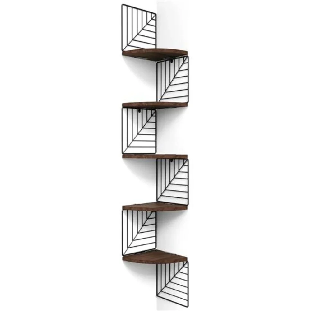 Corner Shelf Wall Mount of 5 Tier, Rustic Wood Floating Shelves Wall Shelves